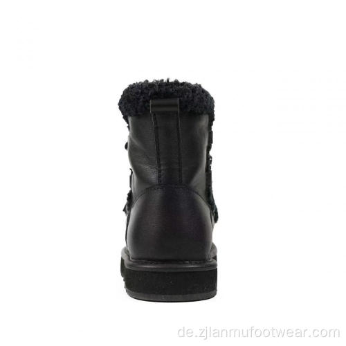 Neueste echte Leder Schaffell Schnürstiefel Stiefel